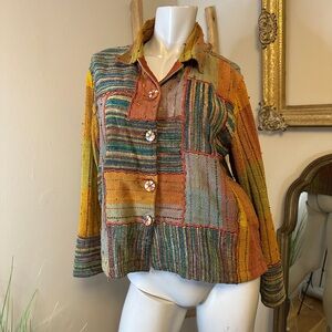 Travelsmith Womens Funky Jacket Petite M Carpet Tapestry Bright Colors